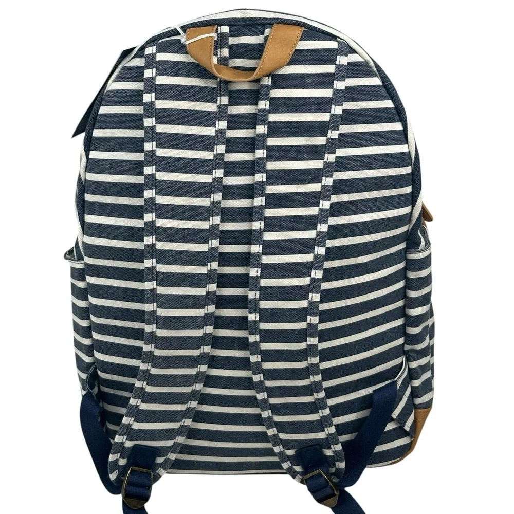 Pottery Barn Teen Recycled Northfield Backpack Navy Striped 18x13x6.7 New $90